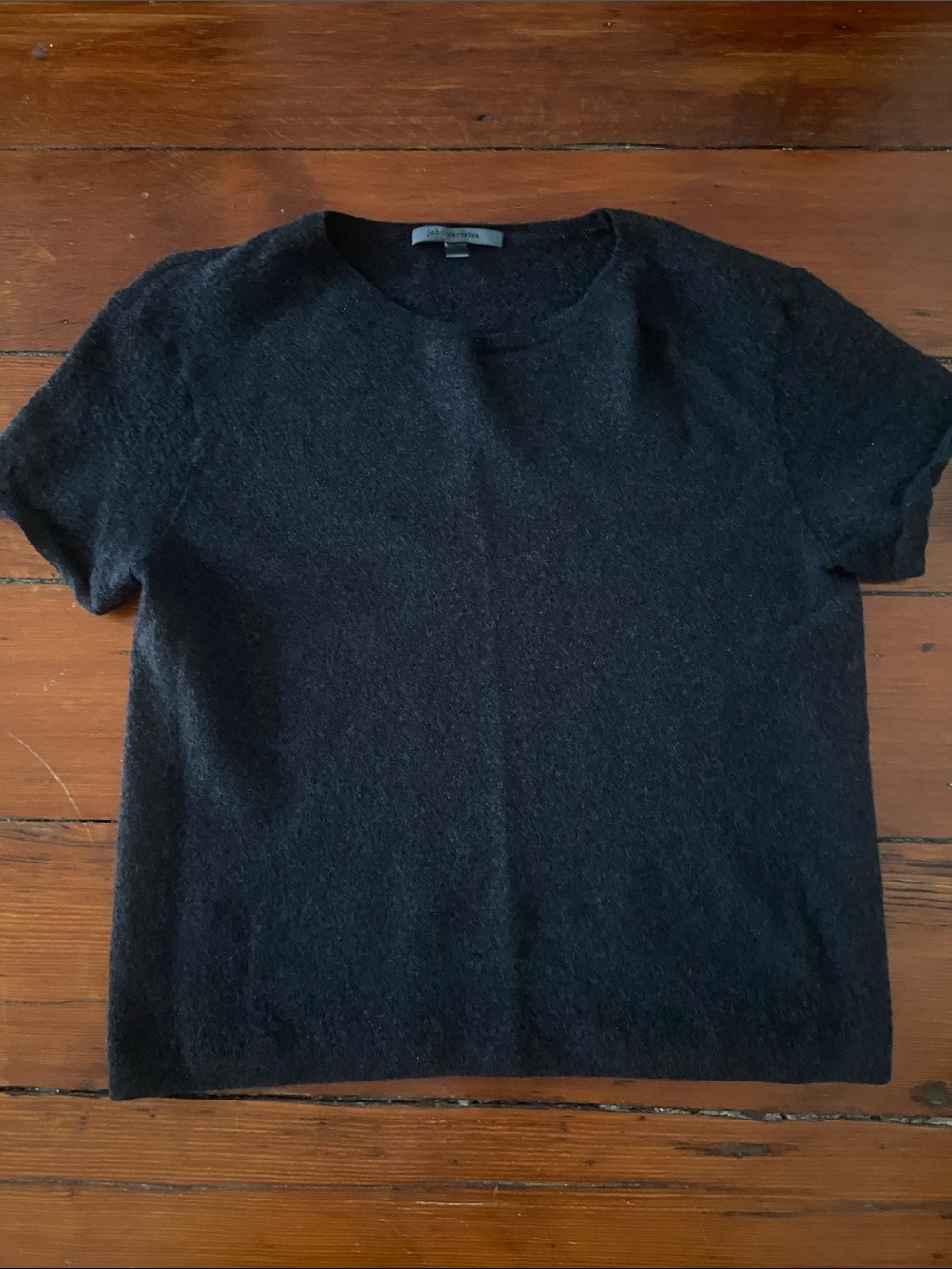 John Varvatos Dark Grey Short-Sleeve 100% Wool Cropped Tee Woman’s Large